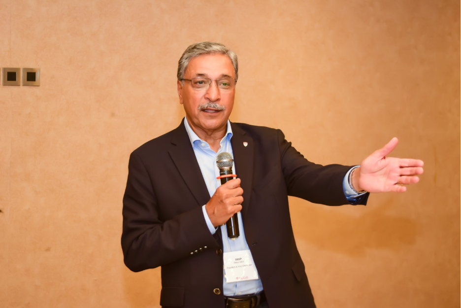 President Saini speaks with Nkabom Collaborative partners